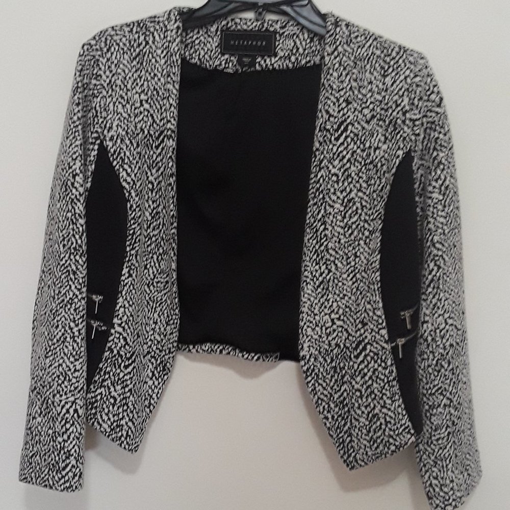 Metaphor Black & Cream Print Blazer